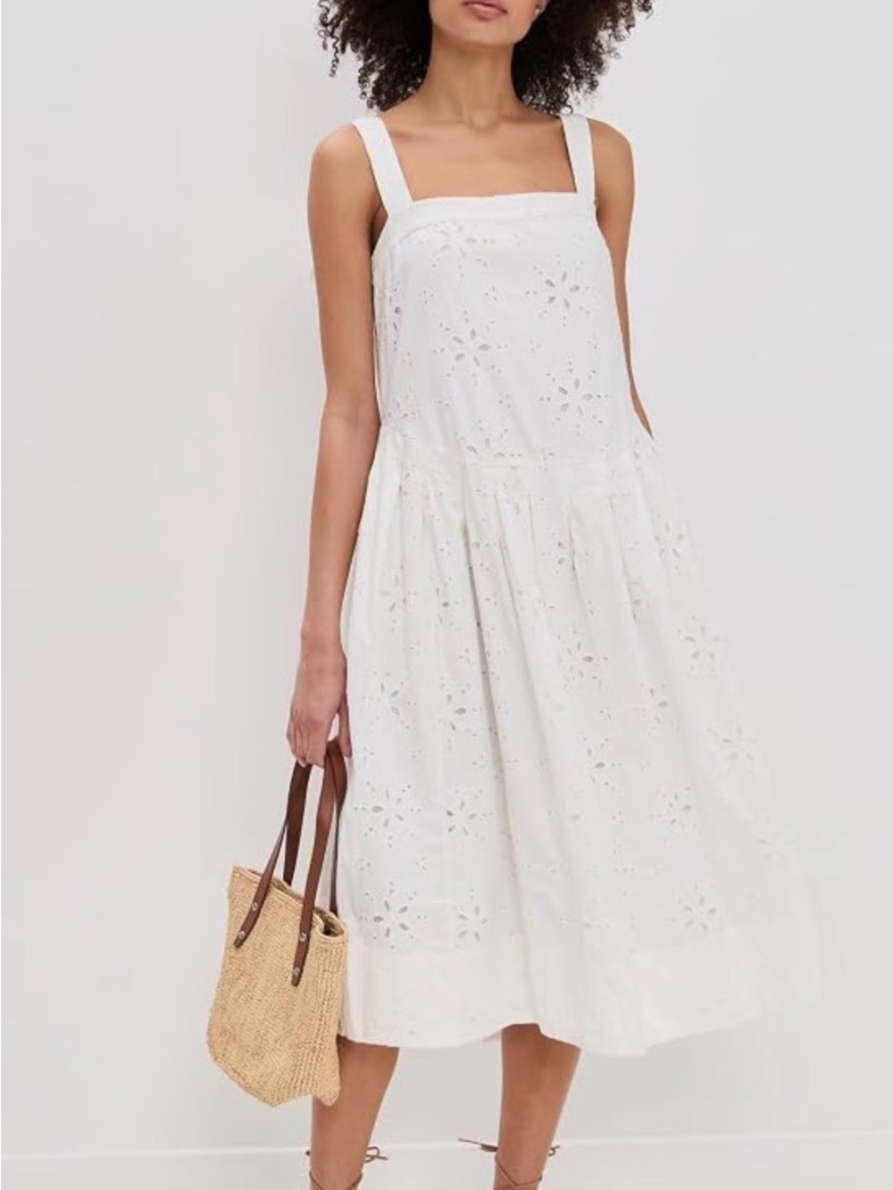 Free People Primavera Eyelet Midi Dress White Cotton Cottagecore L